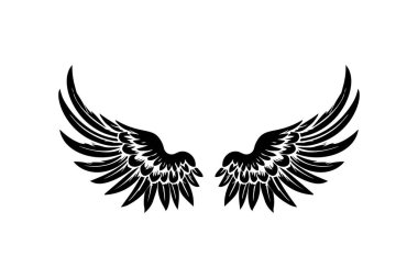 Wings in tattoo style isolated on white background. Design element for poster, t shit, card, emblem, sign, badge. Vector illustration