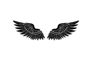 Wings in tattoo style isolated on white background. Design element for poster, t shit, card, emblem, sign, badge. Vector illustration