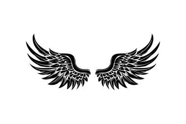 Wings in tattoo style isolated on white background. Design element for poster, t shit, card, emblem, sign, badge. Vector illustration