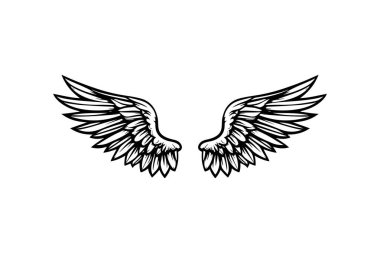 Wings in tattoo style isolated on white background. Design element for poster, t shit, card, emblem, sign, badge. Vector illustration