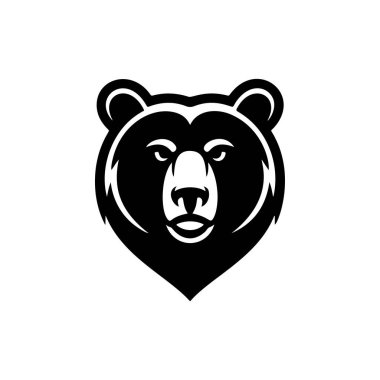 Cesur bir siyah-beyaz vektör logosu. İçinde kızgın ya da kükreyen bir ayı yüzü var. Spor takımı maskotu, marka kimliği ya da vahşi yaşam teması için mükemmel..