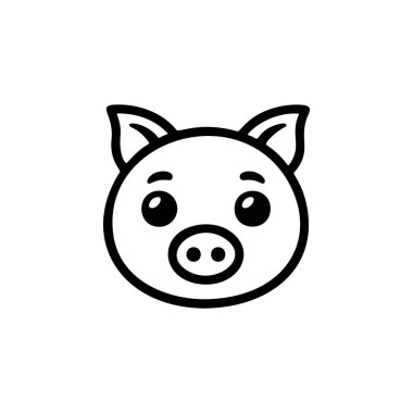 Basit taslak şeklinde sevimli domuz kafası vektörü. Çocuk projeleri, çiftlik temaları, tarımsal markalaşma veya mobil uygulama tasarımı için minimalist hayvan simgesi.