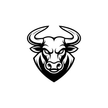 Kızgın bir boğa başlı maskotun güçlü bir temsili. Keskin boynuzlu agresif boğa amblemi, spor takımları için mükemmel, fitness markalaşması, ve maskot logoları..