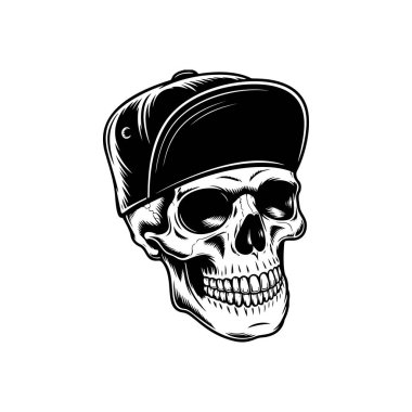 Beyzbol şapkalı bir sokak maskotu, kentsel kıyafet baskıları, etiket paketleri, paten ve hip hop markaları, müzik ürünleri, logo tasarımları ve kenar dövmeler için mükemmel..