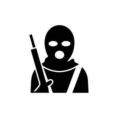 Çizgili tişörtlü, omuz hizasında tüfekli, yüzü maskeli, keskin gözlü ve ağzı açık, taktik vites markaları için mükemmel, hava yumuşağı takım logoları, hayatta kalma giysisi, FPS oyun klanları ve ekstrem spor ürünleri..