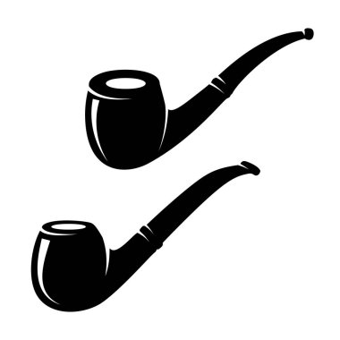 Sigara içilen boruların çizimleri. Amblem, işaret, rozet için tasarım elemanı. Vektör tüten pipo resmi
