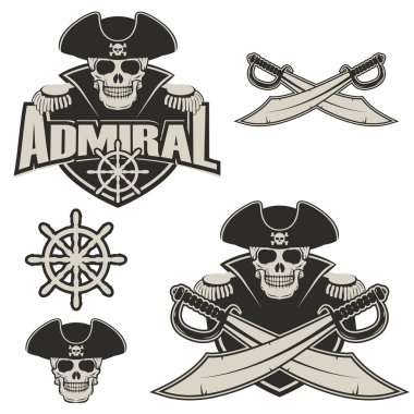 Amiral. Vektör logo şablonu. Vektör çizim