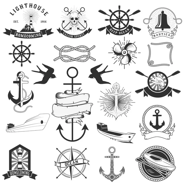 Nautical set.  Vector illustration — Stock Vector