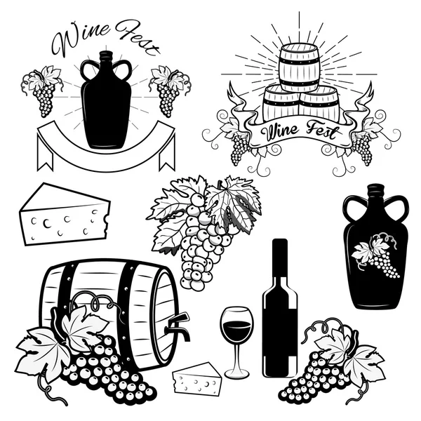 Etiquetas y logotipos de vino. Ilustración vectorial — Vector de stock