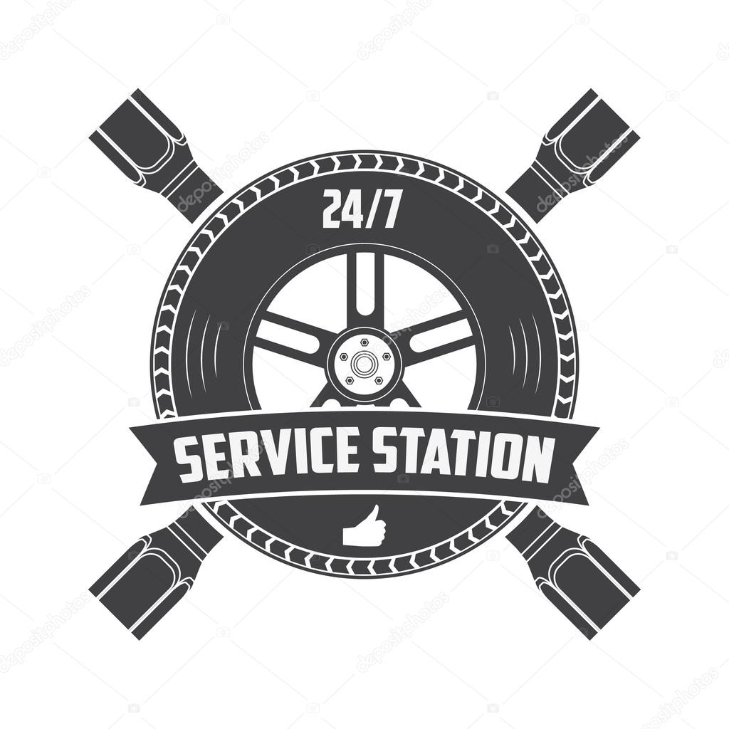 Tire service label.  Vector illustration