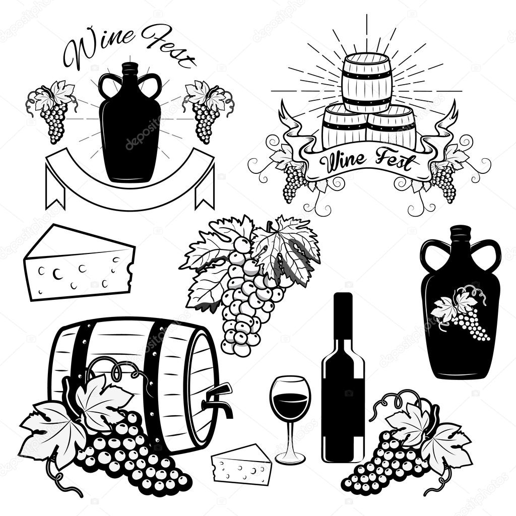 Wine labels and logos.  Vector illustration