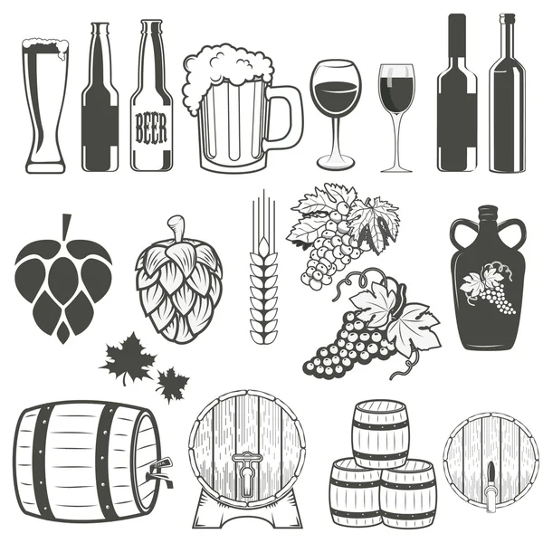 Bière et vin — Image vectorielle