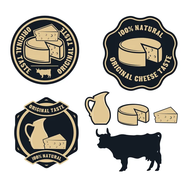 Set de etiquetas de queso — Vector de stock