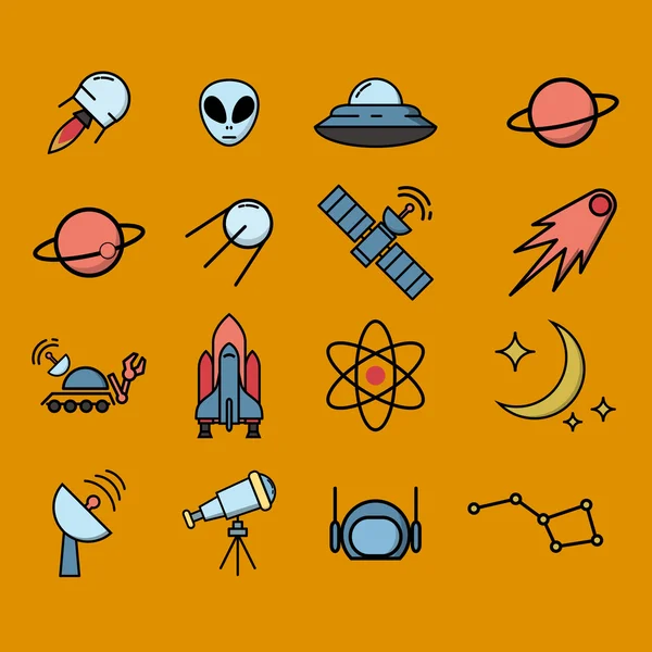 Iconos de exploración espacial — Archivo Imágenes Vectoriales
