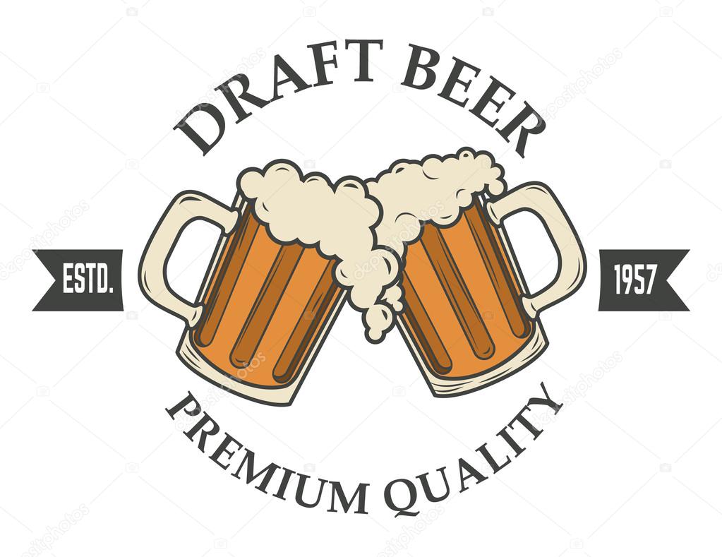 Draft beer vector illustration. Logo,badge or label design template. Pab or bar logo.