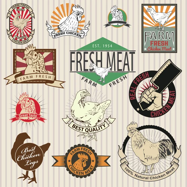 Куряче м'ясо етикетки — стоковий вектор