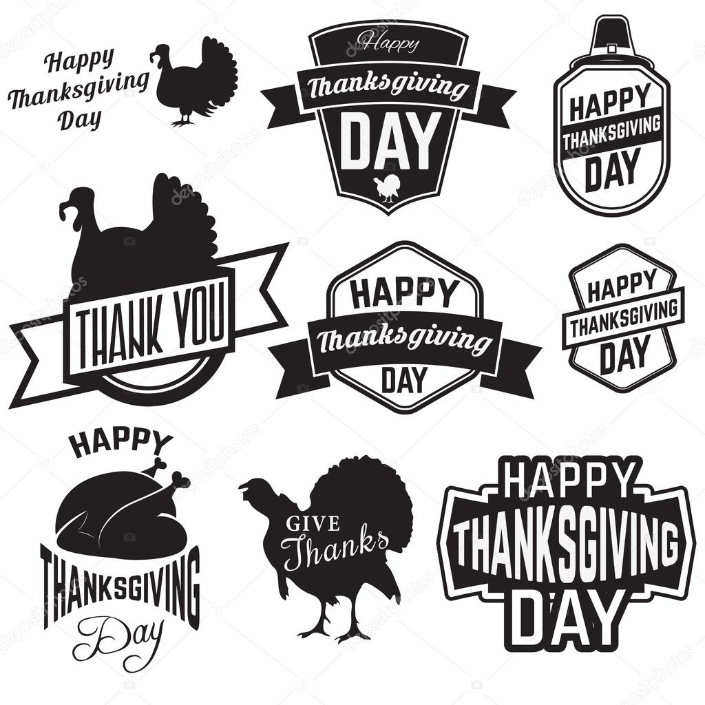 Set of Thanksgiving clip-art. Vector tags, labels and badges with Thanksgiving symbols. Logo,badge or label design template.