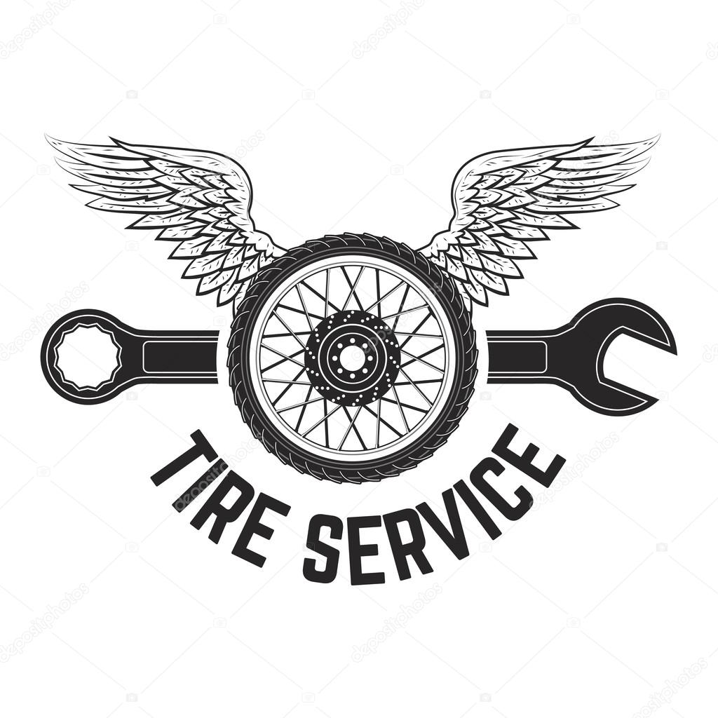 Tire service vintage label. Logo, label or emblem template. Vector illustration.