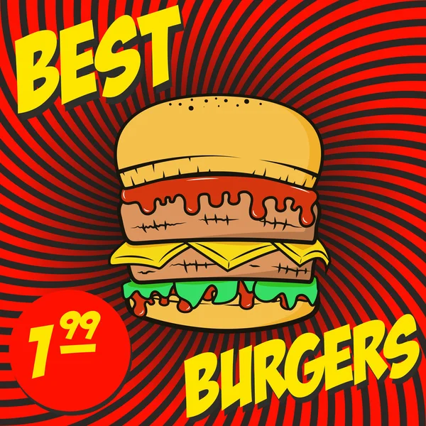 Cartel de hamburguesa en vector — Vector de stock