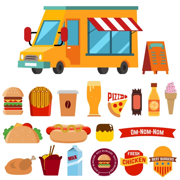 Food Track mit Food-Ikonen — Stockvektor