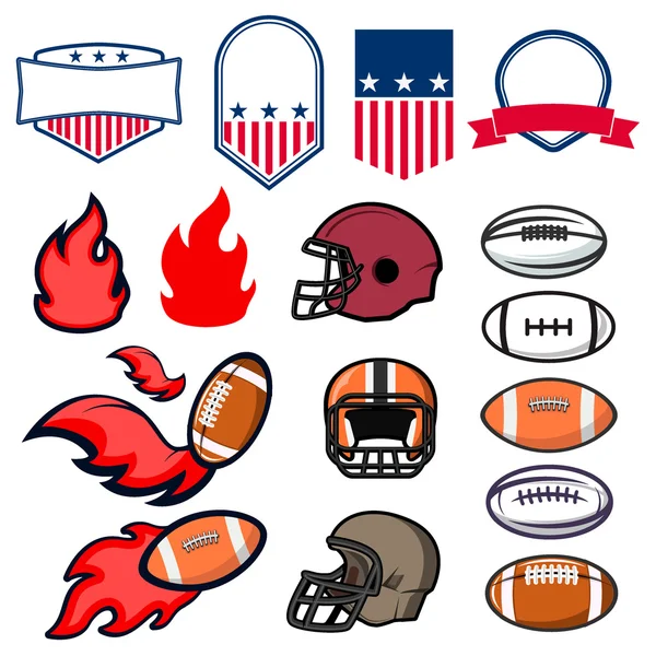 Набор элементов дизайна и шаблонов эмблем американского футбола. A — стоковый вектор