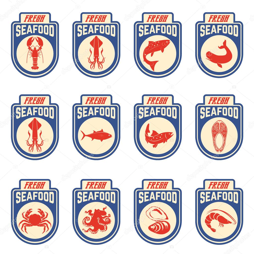 seafood labels set
