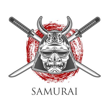 Samuray savaşçı maskesi Katana kılıcı ile