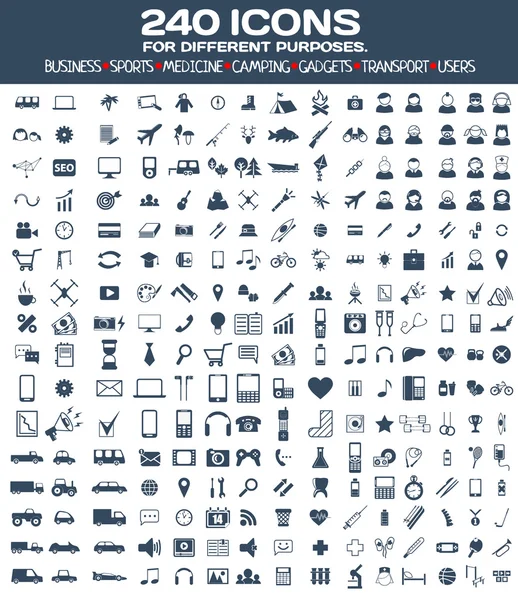 Conjunto de iconos grandes para diferentes propósitos . — Vector de stock