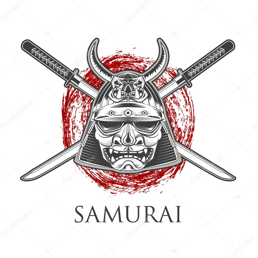 Samurai Warrior Mask With Katana Sword
