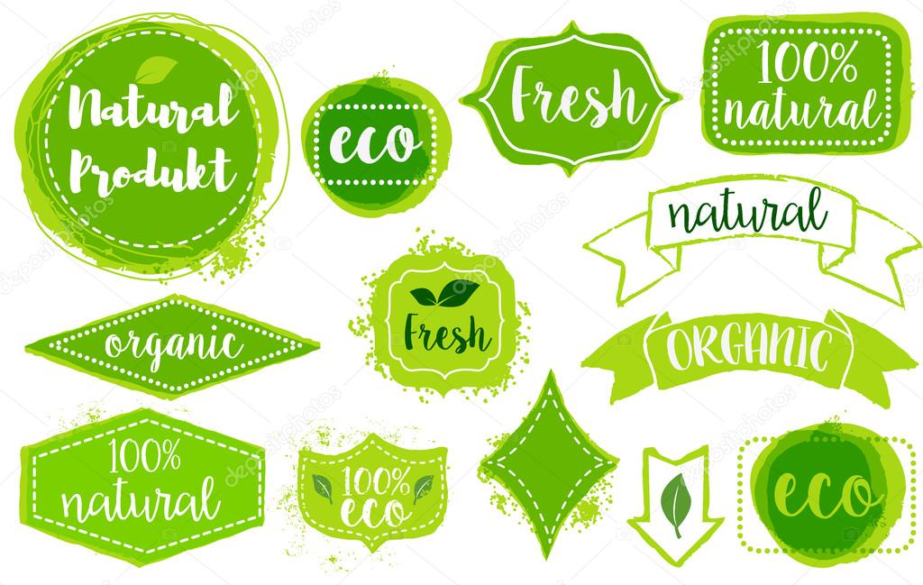 set of organic fresh eco labels