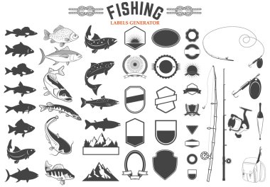 fishing labels generator clipart