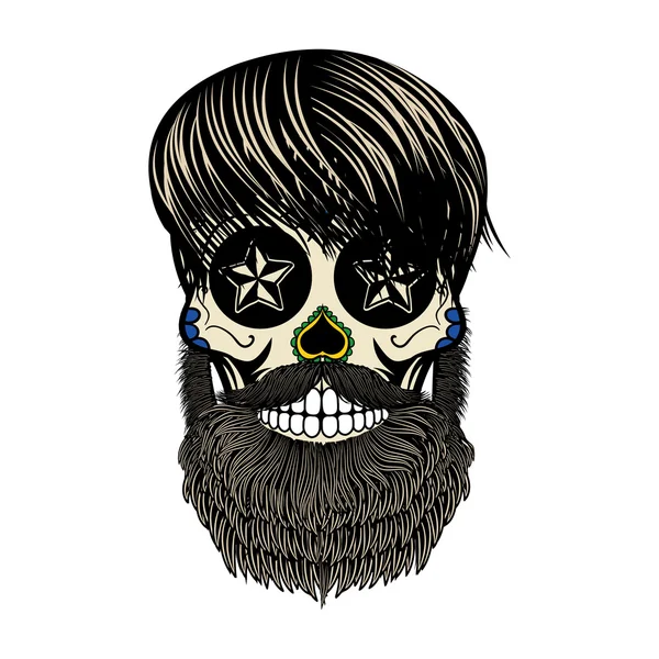 Bearded skull. Vector illustration. — ストックベクタ