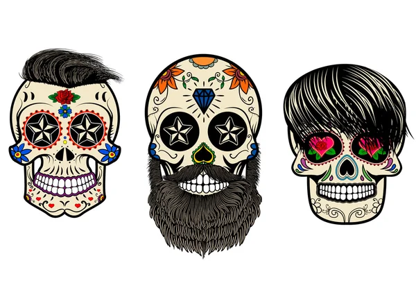 Calaveras barbudas. Ilustración vectorial . — Vector de stock