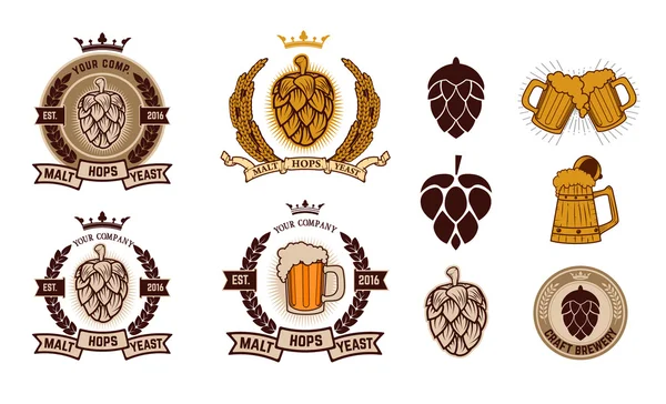 Craft brewery. beer labels. — 스톡 벡터