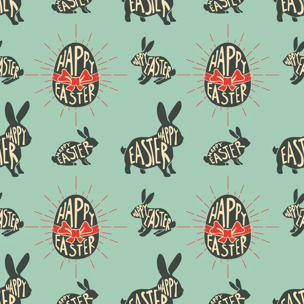 Seamless pattern with easter rabbits — Stock Vector