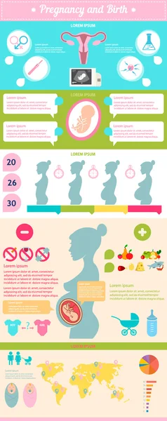 Schwangerschaft und Geburt Infografik — Stockvektor