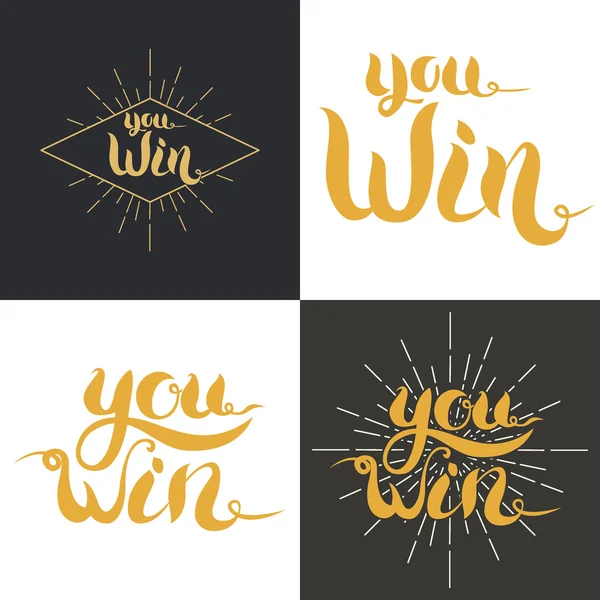 Set of "you win" phrase lettering. — 图库矢量图片