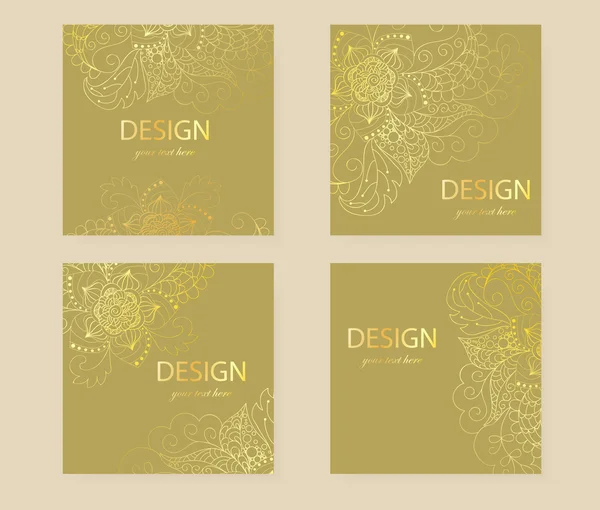 Kare el ilanı altın tasarım. El ilanları, davetiye örnekleri vektör,