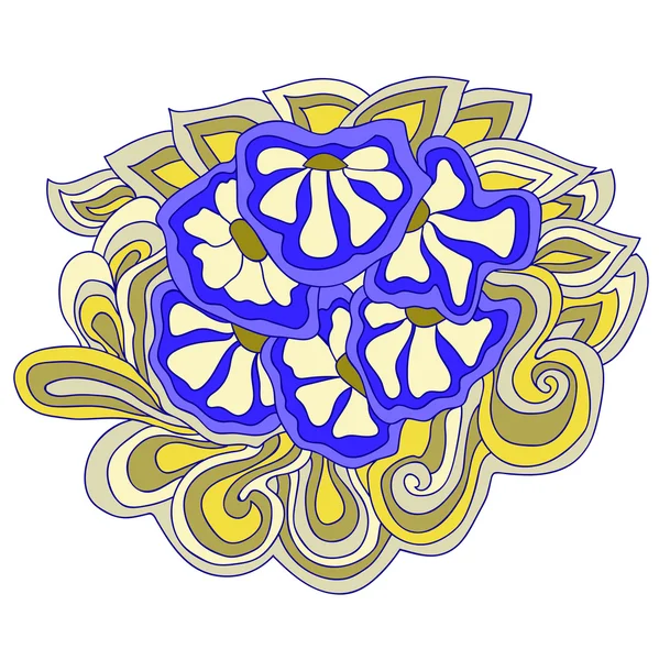 soyut çiçek bleu desen, Doodle, örnek şablon için kumaş, kartlar, el ilanları