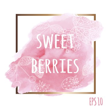 Vektör çizim. Sulu Boya lekeleri ve yabani meyveleri