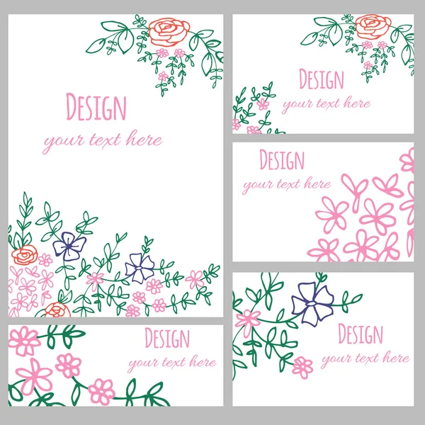 Ontwerp sjablonen flyers, uitnodigingen, visitekaartjes. abstracte bloemen Doodle — Stockvector