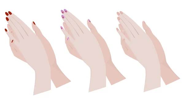 Ręce z różnych manicure — Wektor stockowy