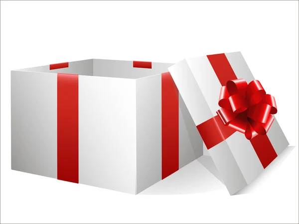 Kırmızı yay ile boş hediye kutusu