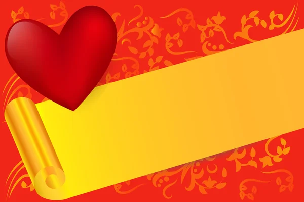 Sarı kurdele ve kalp ile arka plan