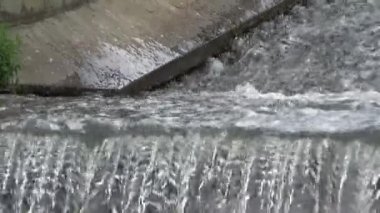 Creek Park. Bulutlu yaz günü. Şehir manzarası.