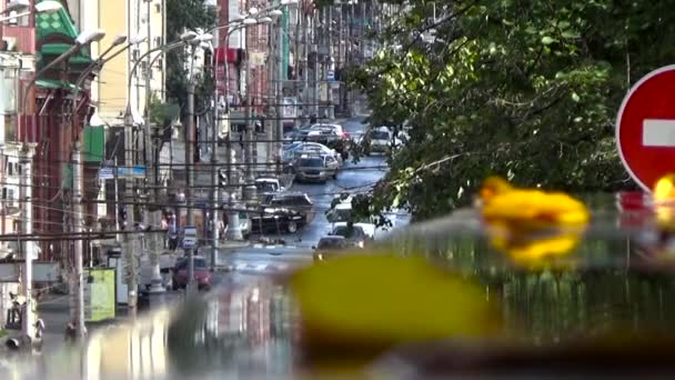 Straat van de stad. Perm. Weergave van de Komsomol prospectus. Zomer — Stockvideo