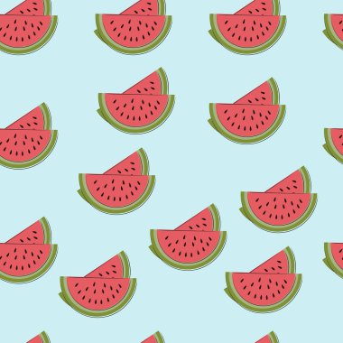 Karpuz dikişsiz desen. Kusursuz vektör arkaplanı. Tekstil, ambalaj, planlamacılar, kartpostallar, duvar kağıtları, arkaplan...