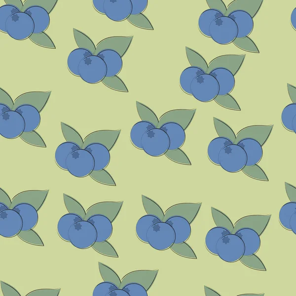 Blueberry Sem Costura Padrão Fundo Vetorial Sem Emenda Ilustração Para — Vetor de Stock