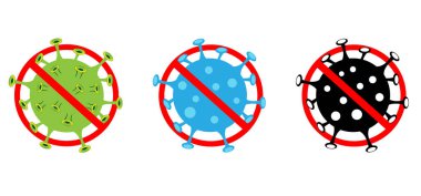 Coronavirus. COVID-2019. Coronavirus ikonu seti. Corona 'yı durdur. Coronavirus bakterisi. Beyaz arkaplanda soyut virüs türü modeli izole edildi.