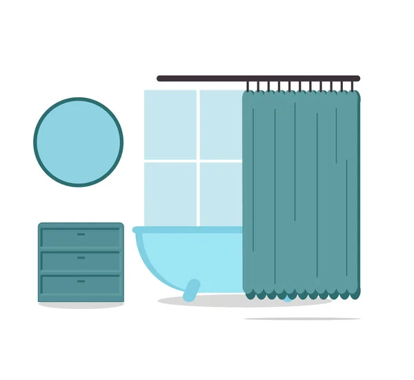 Μοντέρνα Εσωτερική Διακόσμηση Μπάνιου Επίπεδη Απεικόνιση Φορέα Κινουμένων Σχεδίων Μινιμαλιστικό — Διανυσματικό Αρχείο